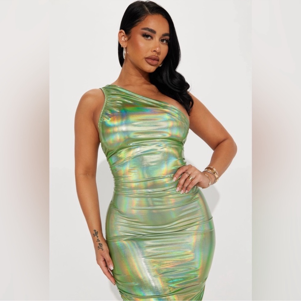 Fashion Nova Glow Up Midi Dress - Sage - NWT